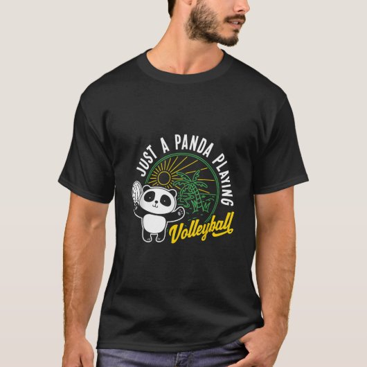 バレーボールをするパンダ Tシャツ (正面)