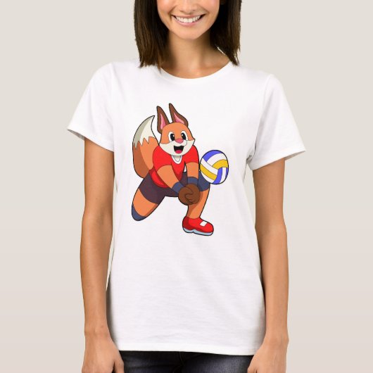 バレーボールをする狐 Tシャツ (正面)