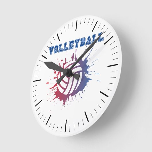 バレーボールをテーマにした20.3 cm丸アクリル壁時計 ラウンド壁時計 (傾斜)