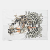 バレーボールを食べて下さい、眠らせて下さい、遊んで下さい キッチンタオル (横)