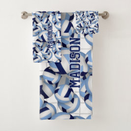 バレーボールアスリート名ネイビーライトブルー バスタオルセット