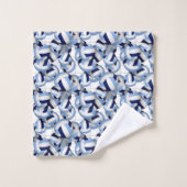 バレーボールアスリート名ネイビーライトブルー バスタオルセット (ウォッシュタオル)