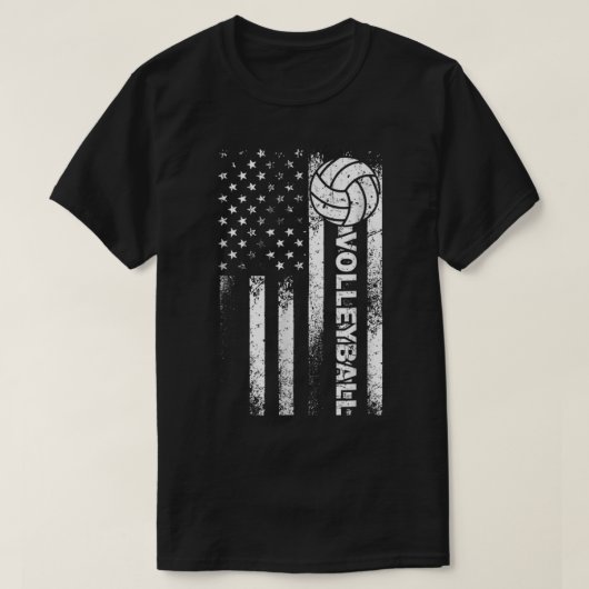 バレーボールアメリカ国旗おもしろいアメリカ愛国劇場 Tシャツ (デザイン正面)