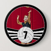 バレーボールカスタマイズ選手の写真とジャージー番号 缶バッジ (正面)