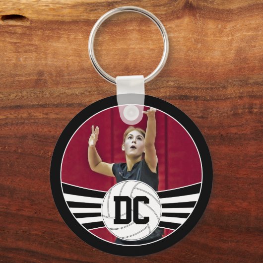 バレーボールカスタムの写真と番号または文字 キーホルダー (正面)