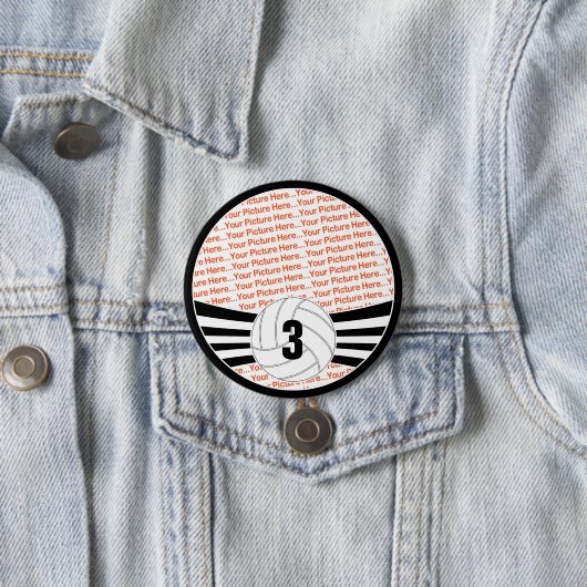 バレーボールカスタム選手の写真とジャージー番号のピン 缶バッジ (インサイチュ)