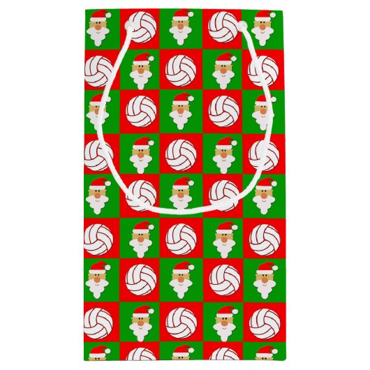 バレーボールカスタム選手の名前/文字クリスマスサンタ スモールペーパーバッグ (裏面)