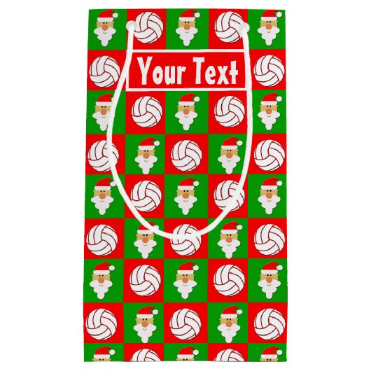 バレーボールカスタム選手の名前/文字クリスマスサンタ スモールペーパーバッグ (正面)