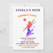 バレーボールカラフル誕生日パーティー招待状 (正面)