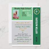 バレーボールカード付/統計グラフ招待状 – 緑 招待状 (裏面)