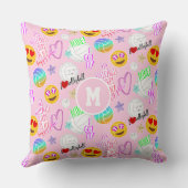 バレーボールガーリーかわいい絵文字 クッション (裏面)