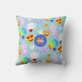 バレーボールガーリーhappyかわいい絵文字シール クッション (裏面)