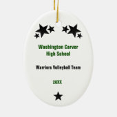 バレーボールガールブロンドグリーン&ブラック セラミックオーナメント (裏面)