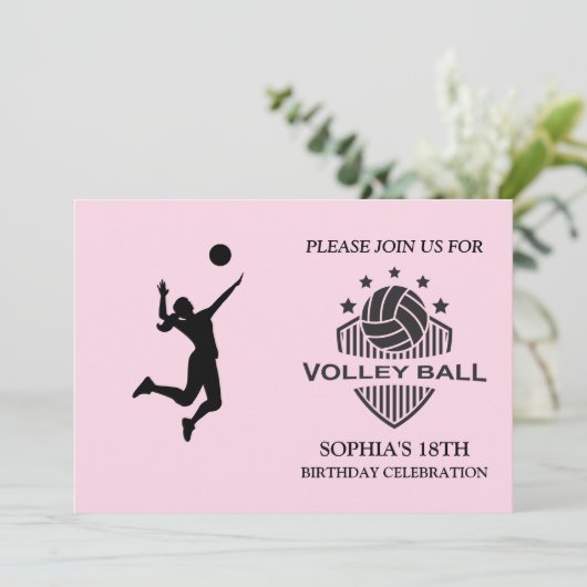 バレーボールガールプレイヤーバースデーパーティーの招待 招待状 (スタンド正面)