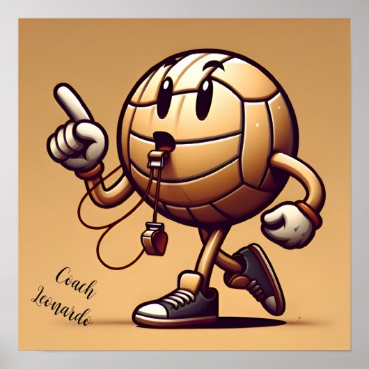 バレーボールキャラクターコーチ作業 ポスター (正面)