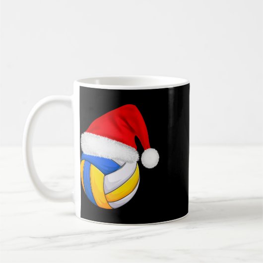 バレーボールクリスマスサンタハットサンおもしろいタクリスマスAp コーヒーマグカップ (左)