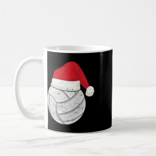 バレーボールクリスマスボールサンタクロースハットクリスマススポ コーヒーマグカップ (左)