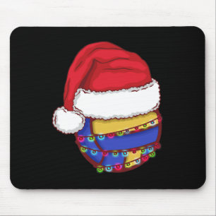 バレーボールクリスマスライトサンタハットボリおもしろいー マウスパッド