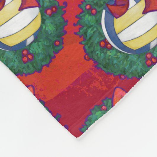 バレーボールクリスマスリース フリースブランケット (角)