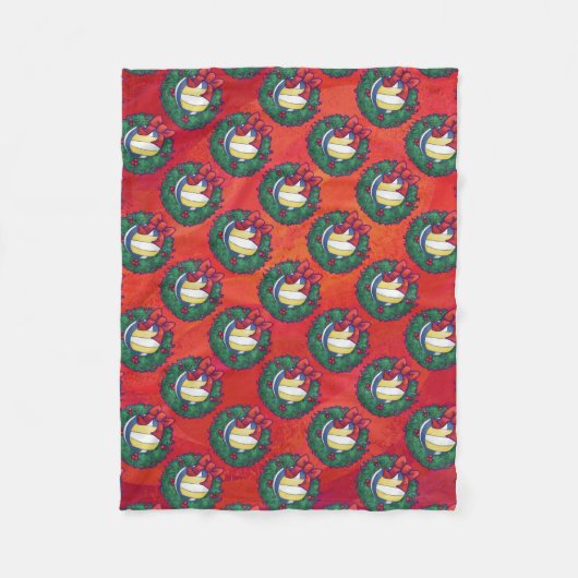 バレーボールクリスマスリース フリースブランケット (正面)