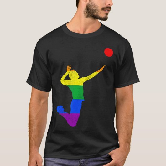 バレーボールゲイプライドLGBTQバレーボール選手 Tシャツ (正面)