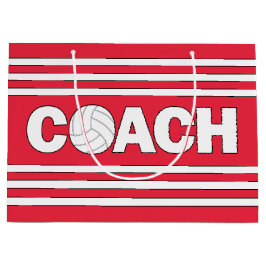 バレーボールコーチカスタムカラースポーツチームパーティー ラージペーパーバッグ