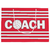 バレーボールコーチカスタムカラースポーツチームパーティー ラージペーパーバッグ (裏面)