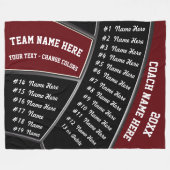 バレーボールコーチギフトアイディアブルゴーニュ,黒,白 フリースブランケット (正面(横))