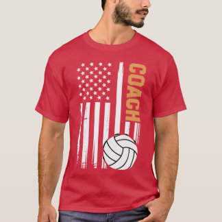 バレーボールコーチ アメリカ国旗デザイン 面白い トレーナー Tシャツ