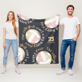 バレーボールコートハッピープレイス淡い色のパステル炭 フリースブランケット