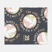 バレーボールコートハッピープレイス淡い色のパステル炭 フリースブランケット (正面(横))