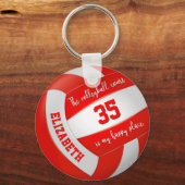 バレーボールコート私の幸せな場所の女の子赤い白 キーホルダー (正面)