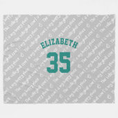 バレーボールコートhappy placeタイポグラフィパターン フリースブランケット (正面(横))