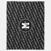 バレーボールコートhappy place白黒ANY色 フリースブランケット (正面)