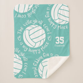 バレーボールコートmy happy place ガーリータイポグラフィ シェルパブランケット