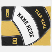 バレーボールシニアナイトギフトアイディア、黒金ゴールド、または フリースブランケット (正面(横))