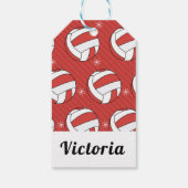 バレーボールストライプのフェスティバルボール&スノー ギフトタグ (裏面)