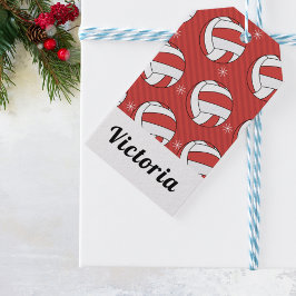 バレーボールストライプのフェスティバルボール&スノー ギフトタグ