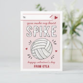 バレーボールスパイククラスルームのバレンタインデイカード 招待状 (スタンド正面)