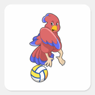バレーボールスポーツの鳥 スクエアシール