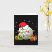 バレーボールスポーツクリスマスサンタハットクリスマスライト カード (黄色い花)