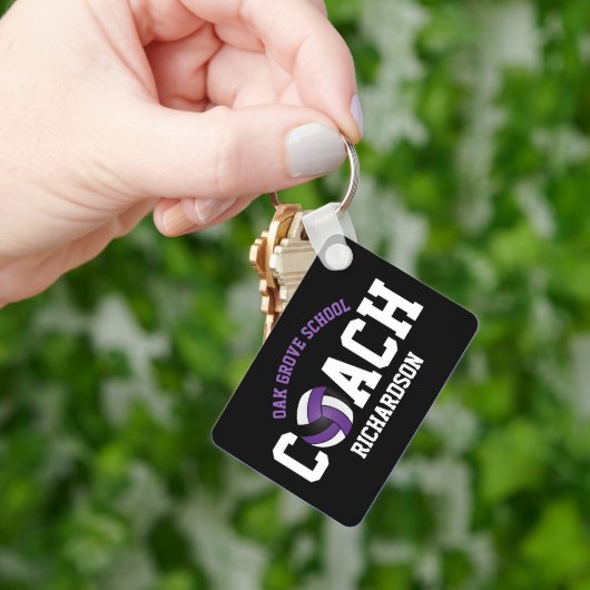 バレーボールスポーツコーチ – 紫 キーホルダー (手)