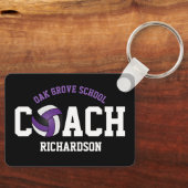 バレーボールスポーツコーチ – 紫 キーホルダー (正面)