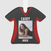 バレーボールスポーツジャージーブラックと赤（写真付） オーナメント (裏面)