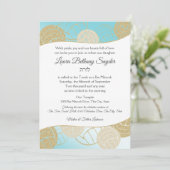 バレーボールスポーツバルミツワーブルー&金ゴールド 招待状 (スタンド正面)