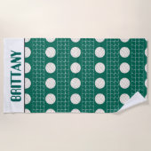 バレーボールスポーツパターン追加ネームビーチタオル ビーチタオル (正面)