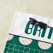 バレーボールスポーツパターン追加ネームビーチタオル ビーチタオル (インサイチュ)