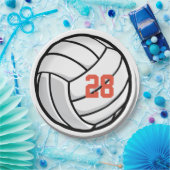 バレーボールスポーツホワイトブラックカスタムパーティー ペーパープレート (パーティー)