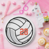 バレーボールスポーツホワイトブラックカスタムパーティー ペーパープレート (パーティー)