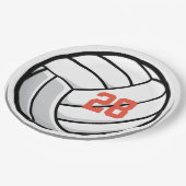 バレーボールスポーツホワイトブラックカスタムパーティー ペーパープレート (アングル)